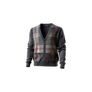 INDIAN‎ Return to Nature Grey Plaid Academia V-Neck Cardigan Men’s Size M